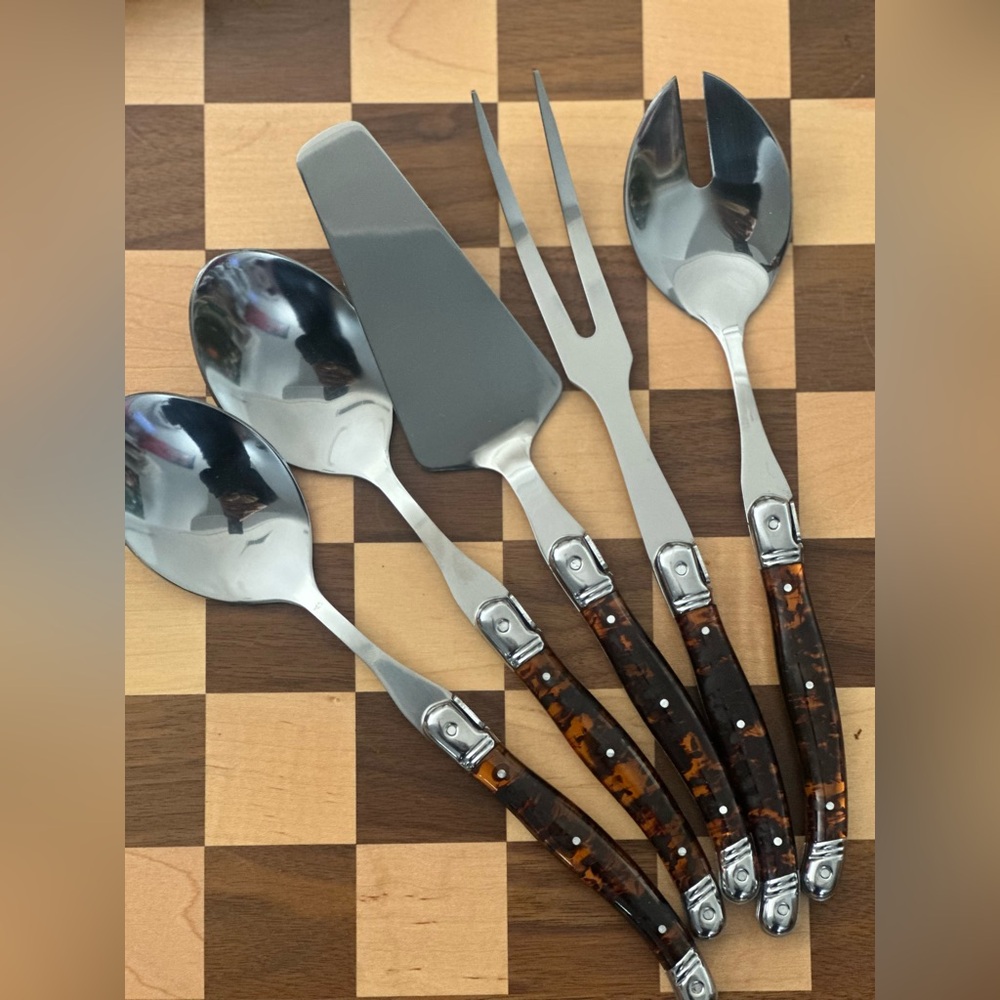Laguiole French Tortoise Shell 5 Piece Hostess Set NWT (Set of 5 Pieces)